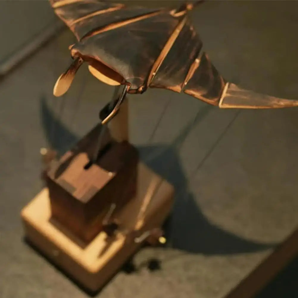 Electric Bionic Manta Ray Figurine Handmade Wooden Motorized Mechanical Artwork Realistic Animal Sculpture Desktop Decor