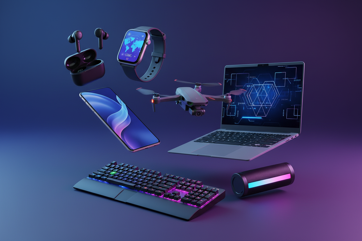 image of a variety of cool tech products that would engage consumers right from the start